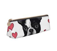 SDTYKHJ Trousse à crayons Boston Terrier - Grande trousse à crayons portable - Pochette esthétique - Trousse de maquillage en cuir