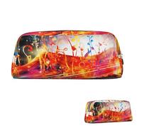 SDTYKHJ Trousse à crayons colorée avec clavier de piano et note de musique, grande trousse à crayons, pochette de monnaie esthétique, trousse de maquillage en cuir, Argenté., Taille unique