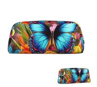 SDTYKHJ Trousse à crayons colorée avec papillons et fleurs - Grande trousse portable pour pièces de monnaie - Esthétique - Trousse de maquillage en cuir, Or, One Size