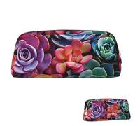 SDTYKHJ Trousse à crayons colorée et succulente - Grande trousse portable pour pièces de monnaie - Sac de maquillage en cuir, Argenté., Taille unique