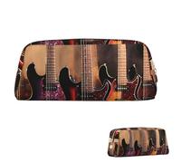 SDTYKHJ Trousse à crayons cool pour guitare électrique - Grande trousse portable pour pièces de monnaie - Esthétique - Trousse de maquillage en cuir, doré, taille unique