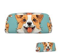 SDTYKHJ Trousse à crayons Corgi - Motif chien mignon - Grande trousse portable pour pièces de monnaie - Esthétique - Trousse de maquillage en cuir, Argenté., Taille unique