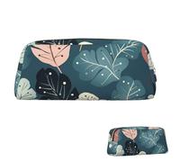 SDTYKHJ Trousse à crayons de luxe avec motif de feuilles mignonnes, grande trousse à crayons portable, pochette esthétique, trousse de maquillage en cuir, Doré, One Size