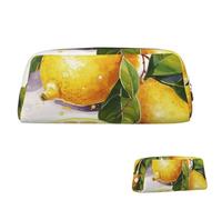 SDTYKHJ Trousse à crayons en cuir avec motif de fruits et citron, pour pièces de monnaie, esthétique, cosmétique, maquillage, doré, taille unique