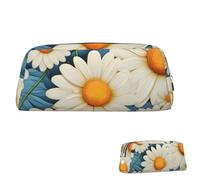 SDTYKHJ Trousse à crayons en cuir avec motif marguerite - Pour pièces de monnaie - Esthétique - Trousse de maquillage, Argenté., Taille unique