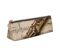 SDTYKHJ Trousse à crayons Flûte Musique Grand sac à crayons Portable Pochette de monnaie Esthétique Sac cosmétique Sac de maquillage en cuir