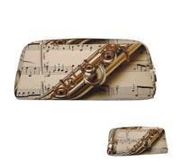 SDTYKHJ Trousse à crayons Flûte Musique Grand sac à crayons Portable Pochette de monnaie Esthétique Sac cosmétique Sac de maquillage en cuir