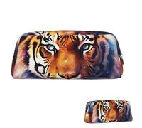 SDTYKHJ Trousse à crayons Galaxy Tigre Grande trousse à crayons portable Pochette de monnaie Esthétique Trousse de maquillage en cuir, Argenté., Taille unique