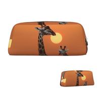 SDTYKHJ Trousse à crayons girafe au coucher du soleil - Grande trousse portable pour pièces de monnaie - Esthétique - Trousse de maquillage en cuir, Argenté, One Size