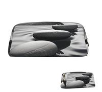 SDTYKHJ Trousse à crayons grise avec image de pierres zen - Grande trousse portable pour pièces de monnaie - Esthétique - Trousse de maquillage en cuir, doré, One Size