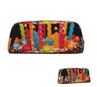 SDTYKHJ Trousse à crayons « Happy Birthday Big Cake » - Grande trousse à crayons portable pour pièces de monnaie - Esthétique - Trousse de maquillage en cuir, Argenté, One Size
