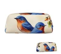 SDTYKHJ Trousse à crayons Happy Bluebirds - Grande trousse portable pour pièces de monnaie - Esthétique - Trousse de maquillage en cuir, Argenté, One Size
