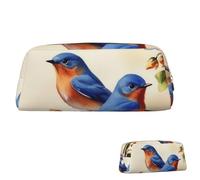 SDTYKHJ Trousse à crayons Happy Bluebirds - Grande trousse portable pour pièces de monnaie - Esthétique - Trousse de maquillage en cuir