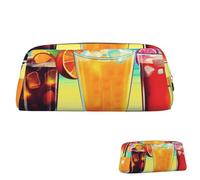 SDTYKHJ Trousse à crayons Happy Hour - Grande trousse portable pour pièces de monnaie - Esthétique - Trousse de maquillage en cuir, Or, One Size