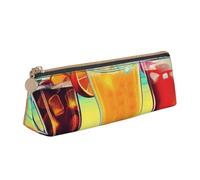 SDTYKHJ Trousse à crayons Happy Hour - Grande trousse portable pour pièces de monnaie - Esthétique - Trousse de maquillage en cuir
