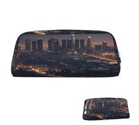 SDTYKHJ Trousse à crayons Los Angeles Skyline - Grande trousse portable pour pièces de monnaie - Sac de maquillage en cuir, Argenté., Taille unique