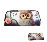 SDTYKHJ Trousse à crayons mignon hibou, arbre, fleurs et écureuil, grande trousse à crayons portable, pochette esthétique, trousse de maquillage en cuir, Argenté., Taille unique