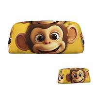 SDTYKHJ Trousse à crayons mignonne et amusante en forme de singe banane, grande trousse à crayons, pochette pour pièces de monnaie, esthétique, trousse de maquillage en cuir, Argenté., Taille unique