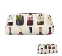 SDTYKHJ Trousse à crayons mignonne pour bouteille de vin, grande trousse à crayons, pochette de monnaie esthétique, trousse de maquillage en cuir, Argenté., Taille unique