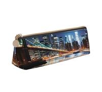 SDTYKHJ Trousse à crayons New York Night Big Pencil Bag Portable Coin Pouch Esthétique Cosmetic Bag Leather Makeup Bag