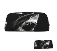 SDTYKHJ Trousse à crayons noire en forme de tête de requin - Grande trousse à crayons portable pour pièces de monnaie - Sac de maquillage en cuir, doré, taille unique