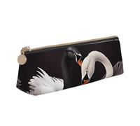 SDTYKHJ Trousse à crayons noire et blanche en forme de cygne avec cœur - Grande trousse portable pour pièces de monnaie - Sac de maquillage en cuir