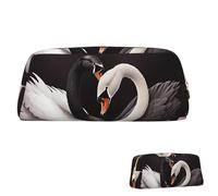 SDTYKHJ Trousse à crayons noire et blanche en forme de cygne avec cœur - Grande trousse portable pour pièces de monnaie - Sac de maquillage en cuir, Or, One Size
