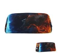 SDTYKHJ Trousse à crayons Planet Ice and Fire Big Pencil Bag Portable Coin Pouch Esthétique Cosmetic Bag Leather Makeup Bag, Argenté., Taille unique