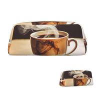 SDTYKHJ Trousse à crayons pour café chaud, grande trousse à crayons, pochette portable pour pièces de monnaie, sac de maquillage esthétique, sac de maquillage en cuir, doré, taille unique