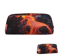 SDTYKHJ Trousse à crayons rouge avec lave chaude du volcan Kilauea - Grande trousse portable pour pièces de monnaie - Esthétique - Trousse de maquillage en cuir, Argenté., Taille unique