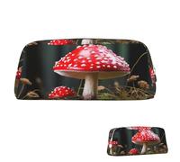 SDTYKHJ Trousse à crayons rouge et blanc en forme de champignon - Grande trousse portable pour pièces de monnaie - Sac de maquillage en cuir, Argenté, One Size