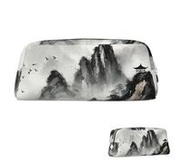 SDTYKHJ Trousse à crayons style peinture à l'encre - Grande trousse à crayons portable pour pièces de monnaie - Sac de maquillage en cuir, Argenté., Taille unique