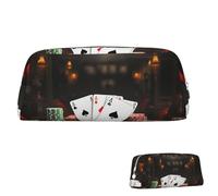 SDTYKHJ Trousse à crayons, tournoi de poker, grande trousse à crayons, pochette portable pour pièces de monnaie, sac esthétique, trousse de maquillage en cuir, Argenté., Taille unique