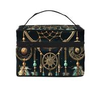 SDTYKHJ Trousse de maquillage pour femme - Trousse de toilette de voyage - Attrape-rêves foncé - Organisateur de maquillage avec poignée