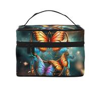 SDTYKHJ Trousse de maquillage pour femme - Trousse de toilette de voyage - Attrape-rêves - Papillon - Organisateur de maquillage avec poignée