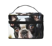 SDTYKHJ Trousse de maquillage pour femme - Trousse de toilette de voyage avec poignée - Chiot Terrier de Boston