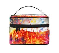 SDTYKHJ Trousse de maquillage pour femme - Trousse de toilette de voyage colorée avec clavier de piano et notes de musique - Organiseur de maquillage avec poignée