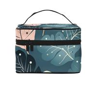 SDTYKHJ Trousse de maquillage pour femme - Trousse de toilette de voyage - Motif feuilles mignonnes - Organisateur de maquillage avec poignée