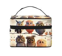 SDTYKHJ Trousse de maquillage pour femme - Trousse de toilette de voyage - Motif hiboux et oiseaux - Organisateur de maquillage avec poignée
