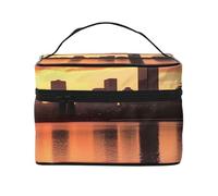 SDTYKHJ Trousse de maquillage pour femme - Trousse de toilette de voyage - Trousse de toilette Boston Charles River Skyline City Skyline Sunset avec poignée