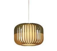 SDUYTDG Luminaire Suspendu en Bois Rond, Lampe de Lecture en Osier, lustres en rotin pour décor de Salle à Manger, Lampes de Chambre en Bambou à Longueur réglable