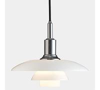 SDUYTDG Suspension en Verre Blanc européen à 3 Couches pour Lampe d'îlot de Cuisine Luminaire décoratif Suspendu Plafonnier Lustre Noir/Argent Lustre pour Lampe d'évier -11 ''
