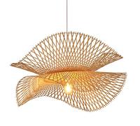 SDUYTDG Suspension Moderne avec Abat-Jour en Bambou, éclairage de Salle à Manger en Osier, décoration de Suspension de Table tissée en rotin Beige