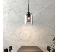SDUYTEG Suspension à tête Unique avec Abat-Jour en Verre à Double Couche, plafonnier Suspendu réglable en métal, éclairage de Lustre pour Salle à Manger, Foyer, Restaurant