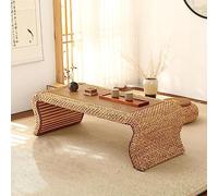 SDVantage Table basse en rotin antique, table à thé au sol, table tatami pour ordinateur portable, table centrale en rotin tressé à la main, table basse multifonctionnelle pour s'asseoir
