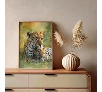 SDVIB Affiche et impressions d'art animalier représentant une mère léopard et ses petits, peinture sur toile, tableau décoratif pour le salon (50x70cm/sans cadre)
