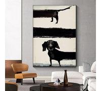 SDVIB Affiche murale moderne et amusante représentant un chien noir abstrait, style tableau sur toile, pour la décoration de votre chambre (50x70cm/sans cadre)