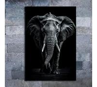SDVIB Affiche murale sur toile représentant un éléphant - Portrait d'éléphant monochrome en noir et blanc, pour la décoration du salon, de la chambre ou de la maison (60x90cm/sans cadre)
