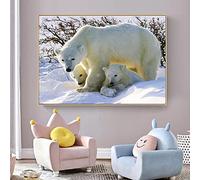 SDVIB Affiches sur toile d'ours polaire mignon mère et bébé ours polaire et image imprimée haute définition pour la décoration de salon 23,6 "x 31,4" (60x80cm) sans cadre