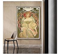 SDVIB Alphonse Mucha Célèbre Illustration d'art Impression sur Toile Affiches Et Gravures Classique Art Nouveau Femme Art Photos Décor 60x85cm Sans Cadre